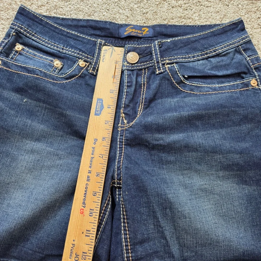 Seven7 Denim Shorts Womens 6 Dark Wash Stretch Bermuda Casual Classic Ladies